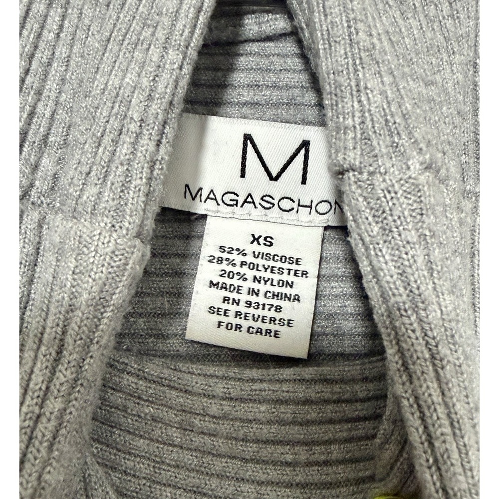 Magaschoni Gray Boxy Turtleneck Sweater XS Ribbed Dolman Crop Knit - Picture 4 of 6